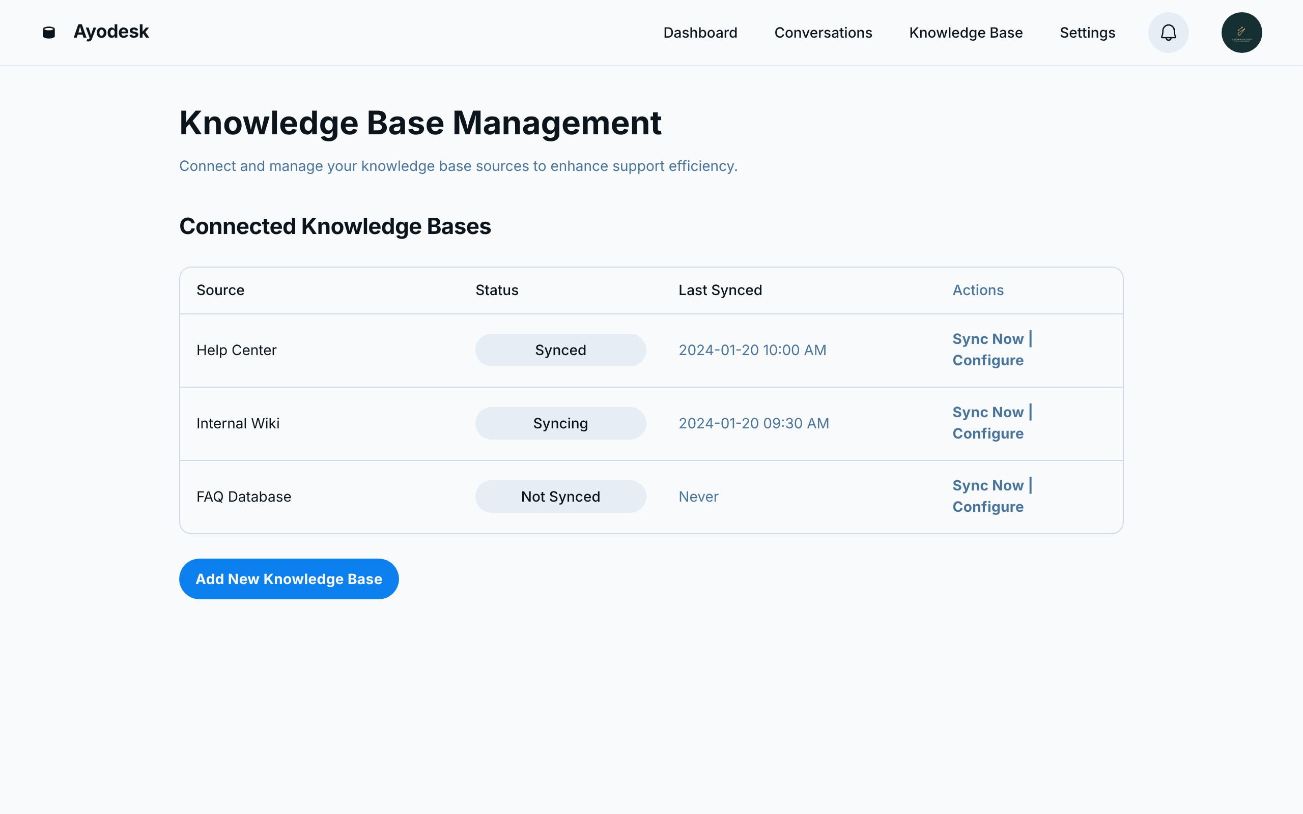 Ayodesk Virtual Support Knowledge Bases