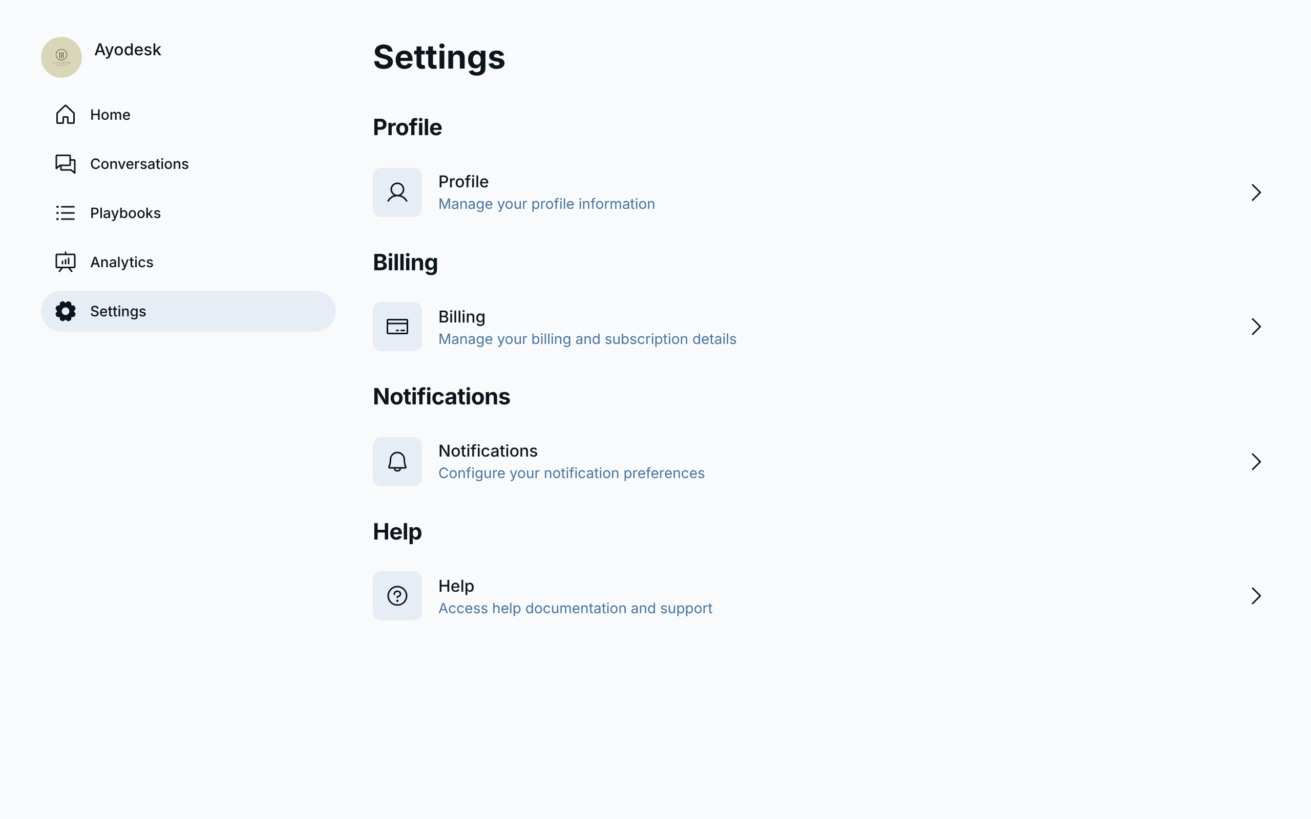Ayodesk Virtual Support Settings